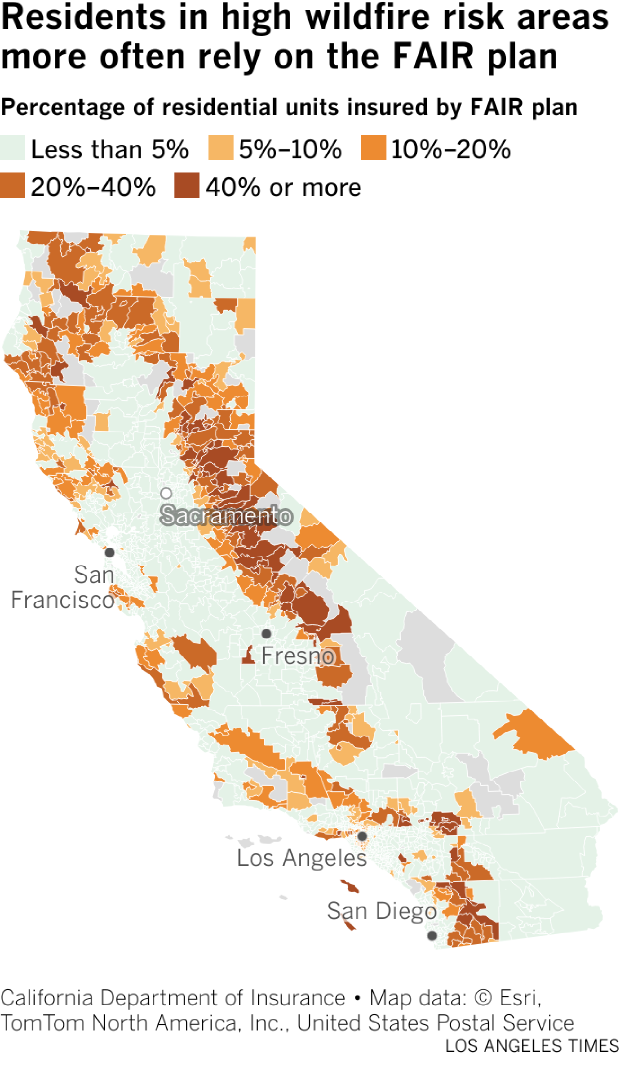 Residents in high wildfire risk areas more often rely on the FAIR plan