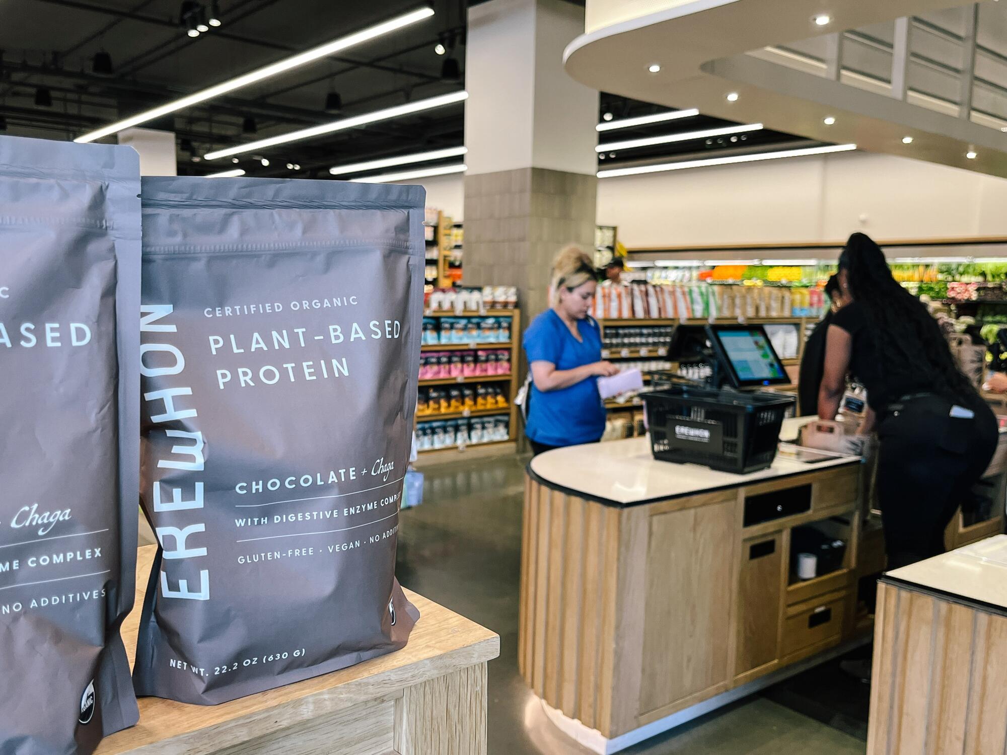 A customer checks out from an Erewhon store in Culver City.