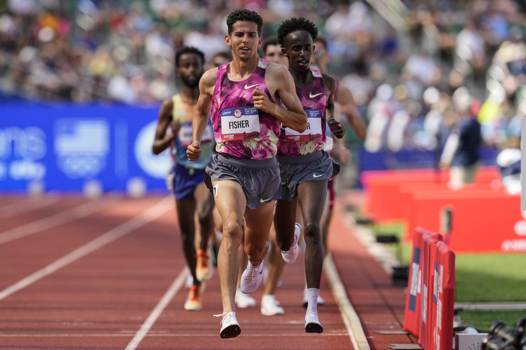 Grant Fisher competes at the U.S. Olympic trials in Eugene, Ore., in June.