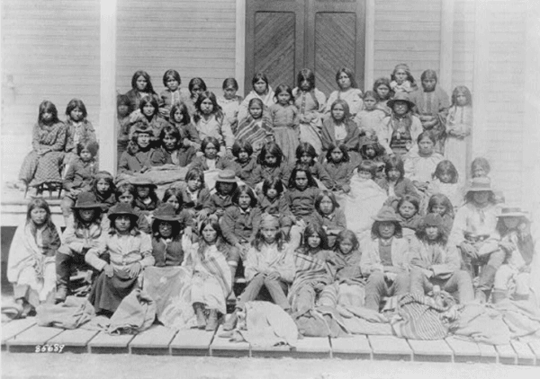 Ciricahua Apaches at the Carlisle Indian School, Pa., in 1885 or 1886. (Library of Congress)