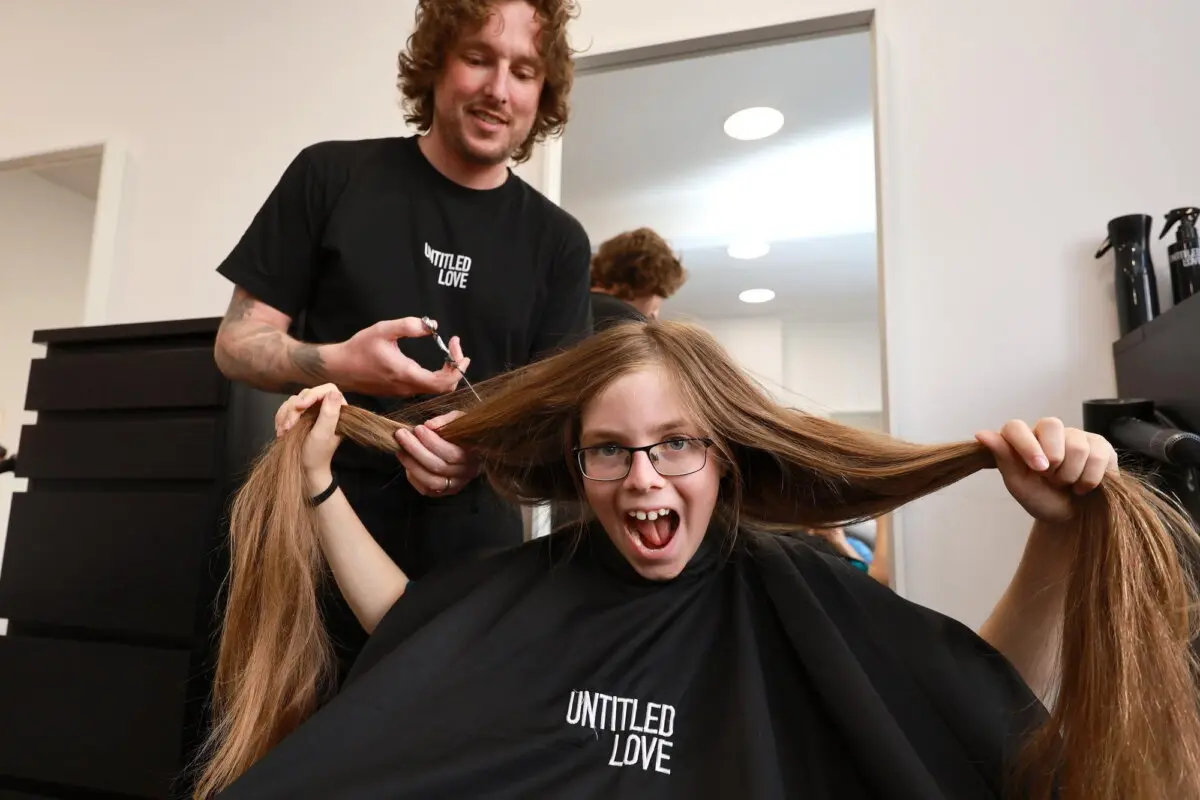 Aaron getting his haircut for the first time at Untitled Love in Scarborough, England, on July 17, 2024. (SWNS)