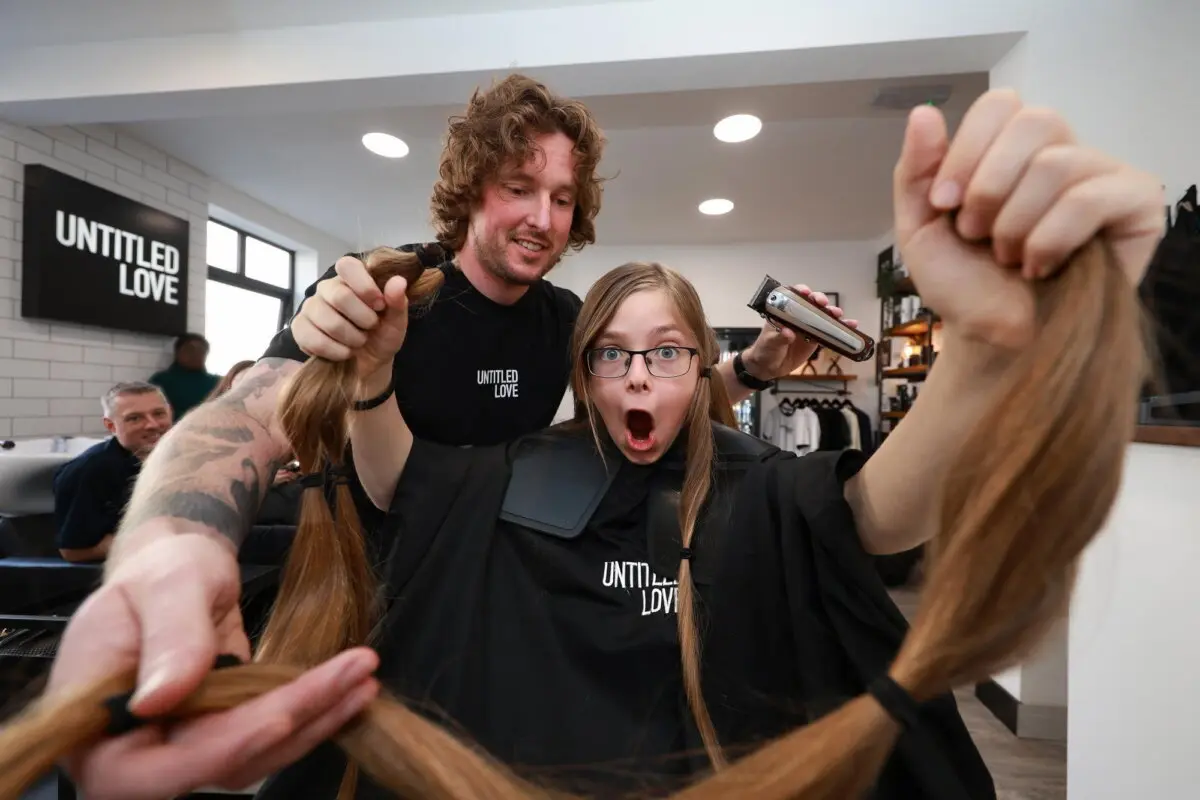 Aaron after getting his haircut at Untitled Love in Scarborough. (SWNS)