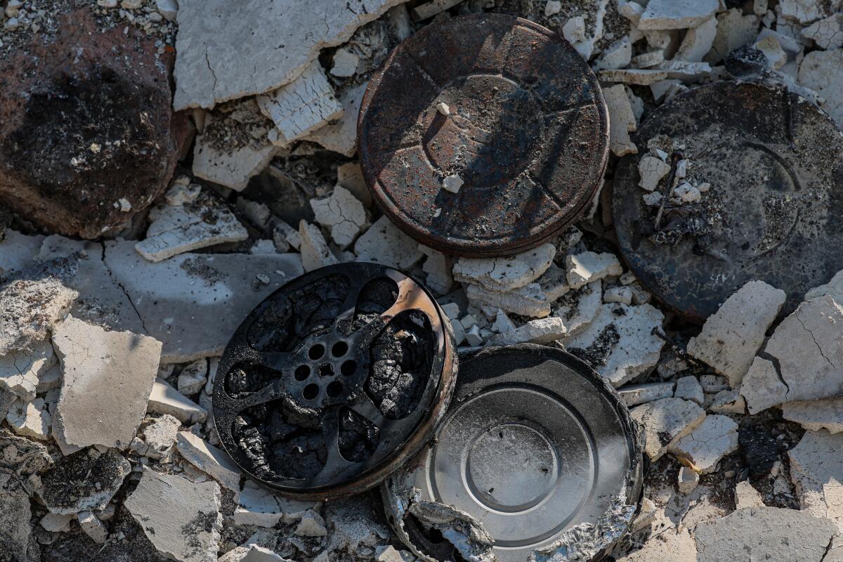 Canisters of film lay melted on the Havilah museum floor.