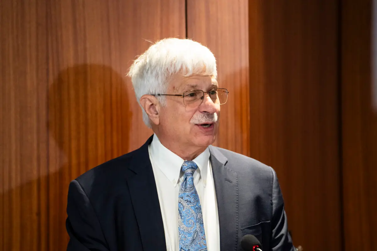 Robert Destro, former assistant secretary of state for Democracy, Human Rights, and Labor, speaks during a press conference in Washington on Aug. 9, 2024. (Madalina Vasiliu/The Epoch Times)