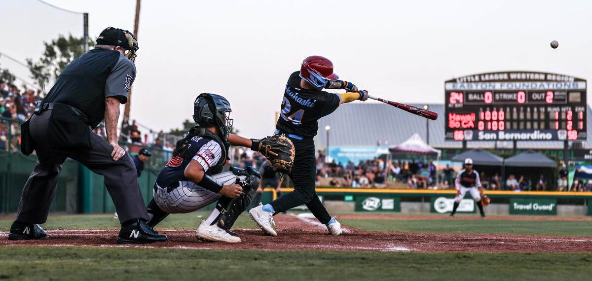 The game-winning hit by Hayden Takahashi of Maui that drove in the winning run vs. Eastvale.