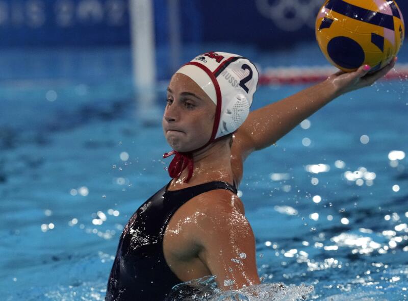 U.S. water polo standout Maddie Musselman looks to shoot during a match against France on Aug. 2.