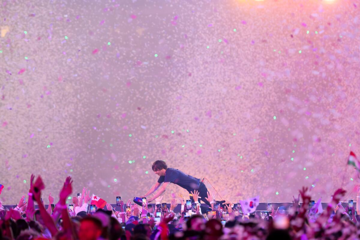 Phoenix performs during the closing ceremony of the 2024 Paris Olympics at Stade de France on Sunday.