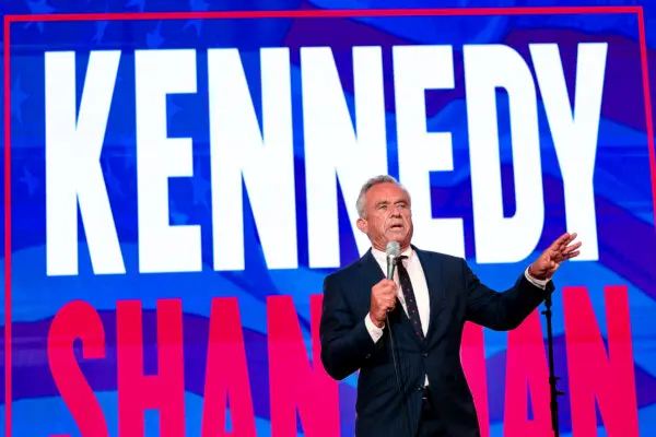 Independent presidential candidate Robert F. Kennedy Jr. speaks at the Libertarian National Convention in Washington on May 24, 2024. (Dietsch/Getty Images)