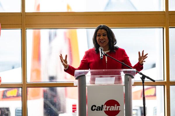 San Francisco Mayor London Breed celebrates the debut of electric trains in the city. (Caltrain)