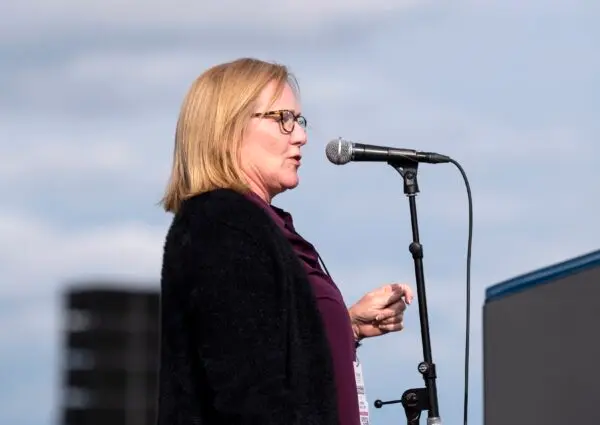 Then-candidate Michelle Fischbach campaigns in Bemidji, Minn., on Sept. 18, 2020. (Stephen Maturen/Getty Images)