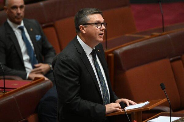 Nationals Senator Ross Cadell speaks in the Senate chamber at Parliament House in Canberra, Australia, on Sept. 5, 2022. (AAP Image/Mick Tsikas)