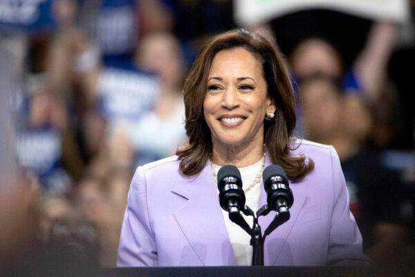 Vice President and Democratic presidential nominee Kamala Harris speaks during a campaign rally at the Thomas and Mack Center, University of Nevada in Las Vegas, on Aug. 10, 2024. (Ronda Churchill/AFP via Getty Images)