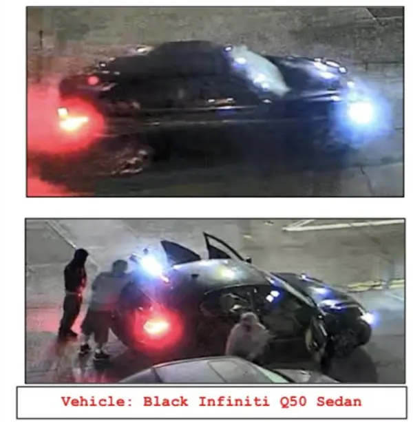 LAPD detectives released surveillance photos of the suspects believed to have killed "General Hospital" actor Johnny Wactor in May 2024, along with images of an allegedly stolen vehicle in which the suspects are believed to have escaped. (Courtesy of Los Angeles Police Department)