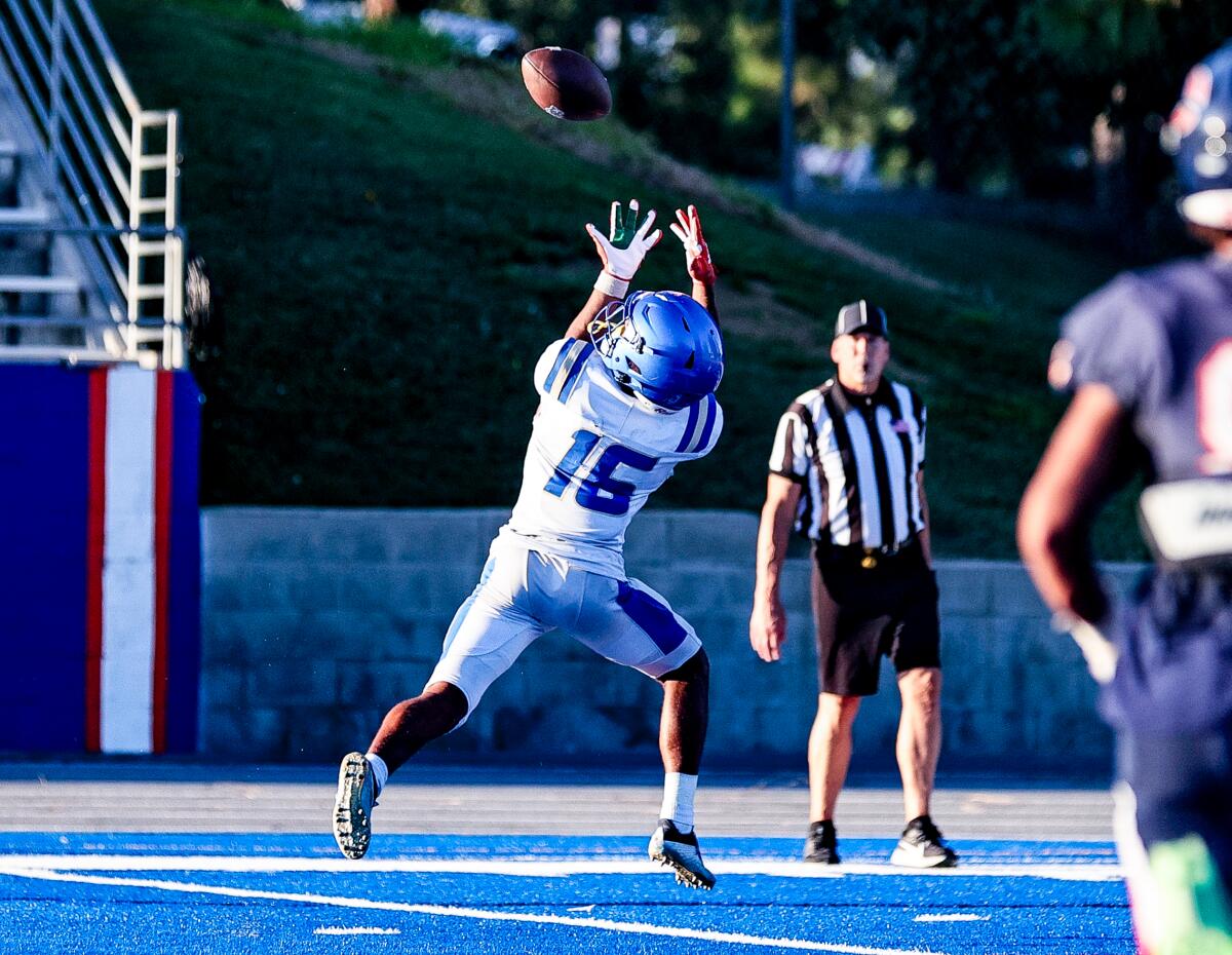 Trinity League MVP Trent Mosley of Santa Margarita had a touchdown catch and long reception.