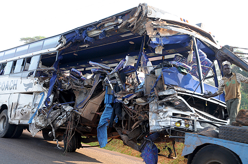 Three Dead as Juba Express Bus Crashes Into Fuel Tanker on Kampala–Gulu Highway