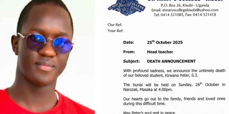 S.3 Student Dies in Sudden Tragedy at St. Mary’s College Kisubi