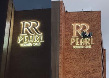 PICTORIAL: Tycoon Sudhir’s RR Pearl Tower One Signage Finally Goes Up in Kampala Skies